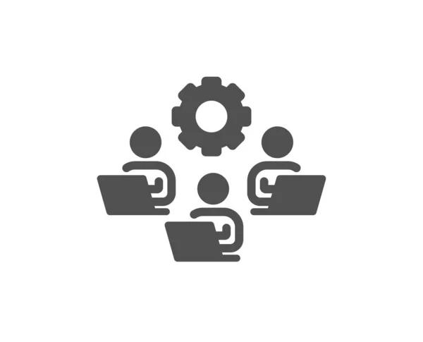 Teamwork Abgelegenes Büroschild Team Mitarbeiter Symbol Qualitäts Design Element Flache — Stockvektor