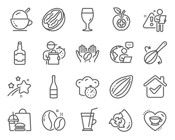 Conjunto Iconos Comida Bebida Icono Incluido Como Café Café Del — Vector de stock