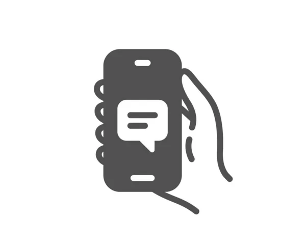 Icône Application Chat Tenez Panneau Téléphonique Téléphone Portable Avec Symbole — Image vectorielle