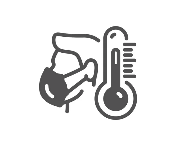 Kranker Mann Mit Maskensymbol Temperaturthermometer Zeichen Grippewelle Qualitäts Design Element — Stockvektor