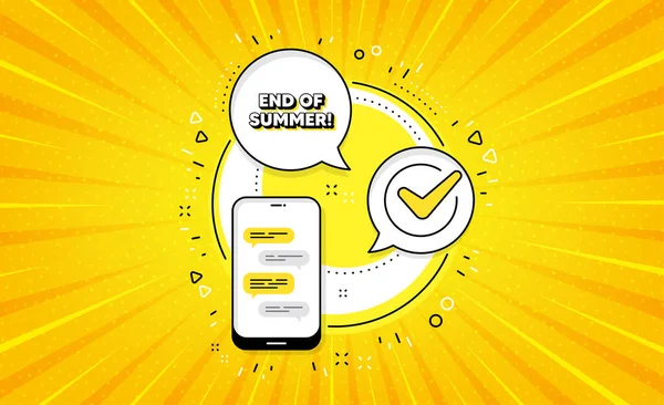 夏季销售结束了 黄色矢量按钮与电话 特别报价的标志 广告折扣符号 夏末线图标 摘要黄色背景 — 图库矢量图片