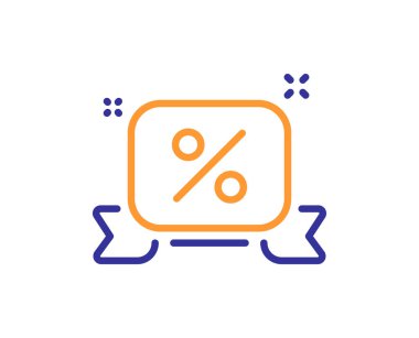 Kurdele çizgisi simgesini indiriyor. Teklif levhası. Promosyon fiyatı sembolü. Kalite tasarım elemanı. Satır stili kurdele iskonto simgesini indirir. Düzenlenebilir felç. Vektör