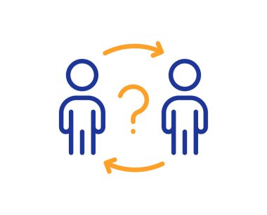 Soru çizgisi ikonunu gönder. Ekip çalışması imzası. İşçi paylaşım sembolü. Kalite tasarım elemanı. Satır stili delege soru simgesi. Düzenlenebilir felç. Vektör