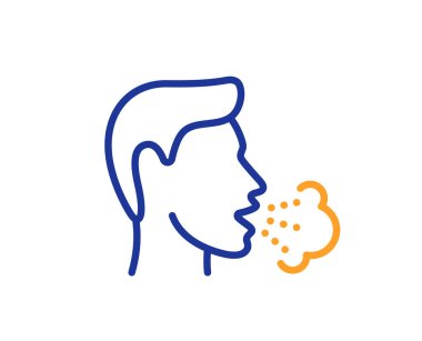 Öksürük çizgisi simgesi. Coronavirus belirtileri. Grip, hapşırma ya da pnömoni sembolü. Kalite tasarım elemanı. Hat tarzı öksürük ikonu. Düzenlenebilir felç. Vektör