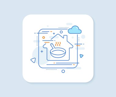 Kızartma tavası simgesi. Soyut vektör düğmesi. Pişirme işareti. Yemek hazırlama sembolü. Kızartma tavası simgesi. Ev konsepti rozeti. Vektör