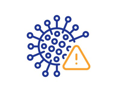 Coronavirus çizgi simgesi. Covid virüs işareti. Enfeksiyon uyarı sembolü. Kalite tasarım elemanı. Çizgi biçimi covid virüs simgesi. Düzenlenebilir felç. Vektör