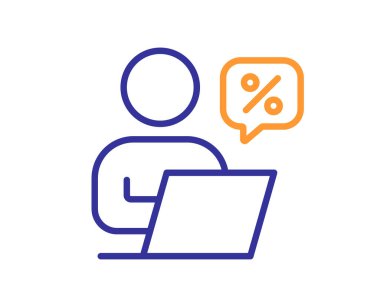 Çevrimiçi indirim satırı simgesi. Teklif levhası. Promosyon fiyatı sembolü. Kalite tasarım elemanı. Satır biçimi çevrimiçi indirim simgesi. Düzenlenebilir felç. Vektör