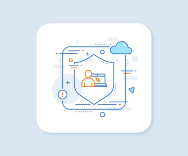 Çevrimiçi Eğitim Hattı simgesi. Soyut vektör düğmesi. Fare imleci işaretli dizüstü bilgisayar ya da defter. İnternet Dersleri sembolü. Çevrimiçi Eğitim Hattı simgesi. Kalkan konseptini koru. Vektör