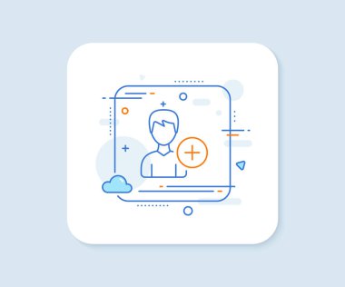 Kullanıcı satırı simgesi ekle. Soyut kare vektör düğmesi. Profil Avatar işareti. Erkek silueti sembolü. Kişi satırı simgesi ekle. Kaliteli rozet. Vektör