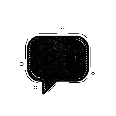 Sohbet balonu simgesi. Grunge yardım balonu. İletişim mesajı işareti. Konuş, sembolik konuş. İletişim balonu şablonu. İletiyi veya iletişim simgesini destekle. Konuşan, düşünen bir sohbet balonu. Vektör