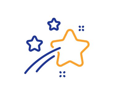 Kayan yıldız çizgisi simgesi. Gece işareti. Havai fişek sembolü. Kalite tasarım elemanı. Çizgi stili kayan yıldız simgesi. Düzenlenebilir felç. Vektör