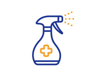 Tıbbi temizlik hattı ikonu. Antiseptik sprey işareti. Yıkama sembolü. Kalite tasarım elemanı. Hat tarzı tıbbi temizlik ikonu. Düzenlenebilir felç. Vektör