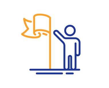 Liderlik çizgisi simgesi. Başarı işareti. Kazanan sembol. Kalite tasarım elemanı. Çizgi tarzı liderlik ikonu. Düzenlenebilir felç. Vektör