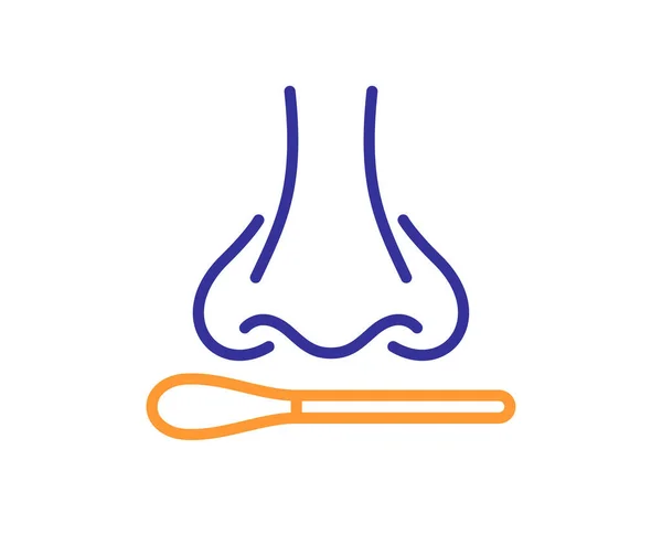 Icono Línea Prueba Hisopo Nasal Nariz Con Letrero Algodón Símbolo — Archivo Imágenes Vectoriales