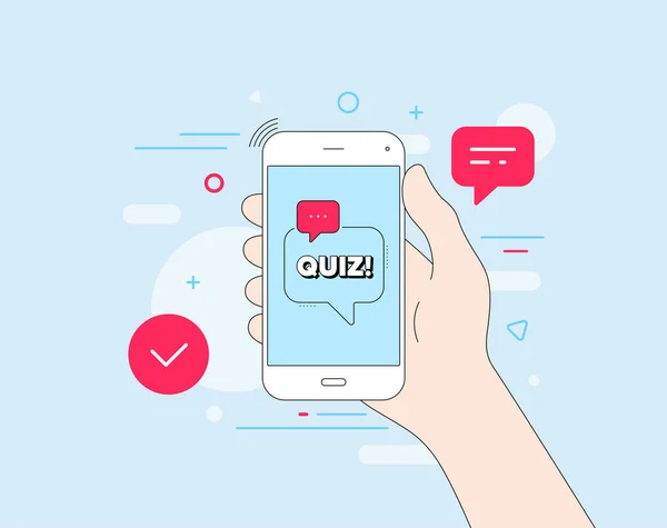 Quiz Symbool Mobiele Telefoon Met Aanbodbericht Antwoord Vraagteken Onderzoekstest Banner — Stockvector