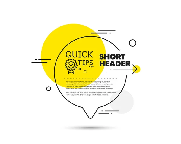 Quick Tips Line Icon Speech Bubble Vector Concept Helpful Tricks — Stock Vector