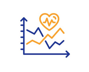 Kardiyo eğitim çizelgesi simgesi. Yağ yakma istatistikleri. Spor salonu kalp atışı sembolüne uyuyor. Kalite tasarım elemanı. Çizgi stili kardiyo eğitim ikonu. Düzenlenebilir felç. Vektör