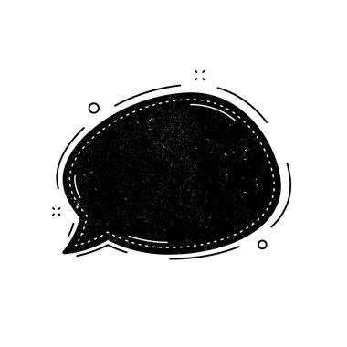 Sohbet balonu simgesi. Grunge yardım balonu. İletişim mesajı işareti. Konuş, sembolik konuş. İletişim balonu şablonu. İletiyi veya iletişim simgesini destekle. Konuşan, düşünen bir sohbet balonu. Vektör