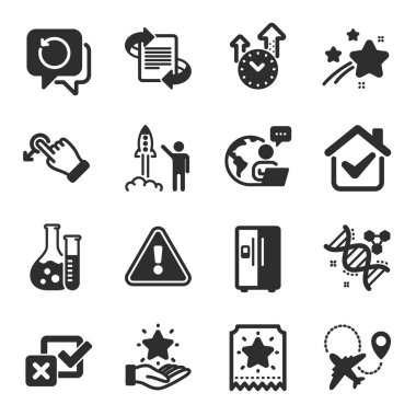 Zaman Yönetimi, Kurtarma verileri, Sürükleme simgeleri gibi iş simgeleri. Kimya laboratuvarı, kimya DNA 'sı, kontrol kutusu işaretleri. Fırlatma projesi, pazarlama, sadakat bileti. Sadakat programı. Vektör
