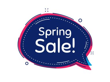Bahar indirimi. Düşünce kabarcığı taşıyıcı pankartı. Özel fiyat tabelası. Reklam indirimi sembolü. Diyalog ya da düşünce balonu şekli. Bahar satışı sohbeti konuşma baloncuğu. Vektör