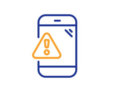 İleti satırı simgesi uyarısı. Telefon uyarı işareti. Uyarı uygulaması sembolü. Kalite tasarım elemanı. Satır biçimi uyarı ileti simgesi. Düzenlenebilir felç. Vektör