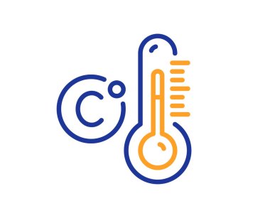 Celsius termometre çizgisi simgesi. Sıcaklık tanılama işareti. Ateş ölçme sembolü. Kalite tasarım elemanı. Çizgi biçimi Celsius termometre simgesi. Düzenlenebilir felç. Vektör