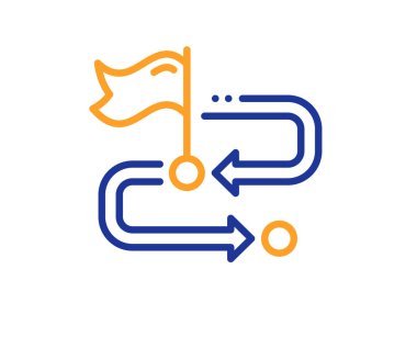 Seyahat çizgisi simgesi. Yer bayrağı işareti. Başarı sembolü. Kalite tasarım elemanı. Satır tarzı seyahat yolu simgesi. Düzenlenebilir felç. Vektör