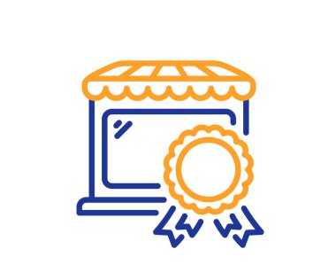 En iyi piyasa simgesi. Sertifikalı tabela. Perakende satış ödülü sembolü. Kalite tasarım elemanı. En iyi çizgi stili pazar ikonu. Düzenlenebilir felç. Vektör