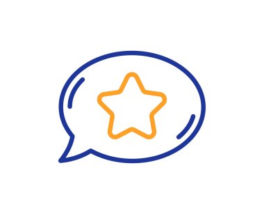 Favori sohbet hattı simgesi. Yıldız işaretli konuşma balonu. En iyi sembol. Kalite tasarım elemanı. Satır tarzı favori sohbet ikonu. Düzenlenebilir felç. Vektör