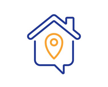 Ev hattı ikonunda çalış. Dışarıdan iş ilanı. Uzaktan ofis sembolü. Kalite tasarım elemanı. Çizgi tarzı ev ikonu. Düzenlenebilir felç. Vektör