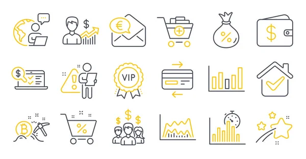 Conjunto Iconos Finanzas Tales Como Empleados Salariales Préstamos Símbolos Contabilidad — Vector de stock