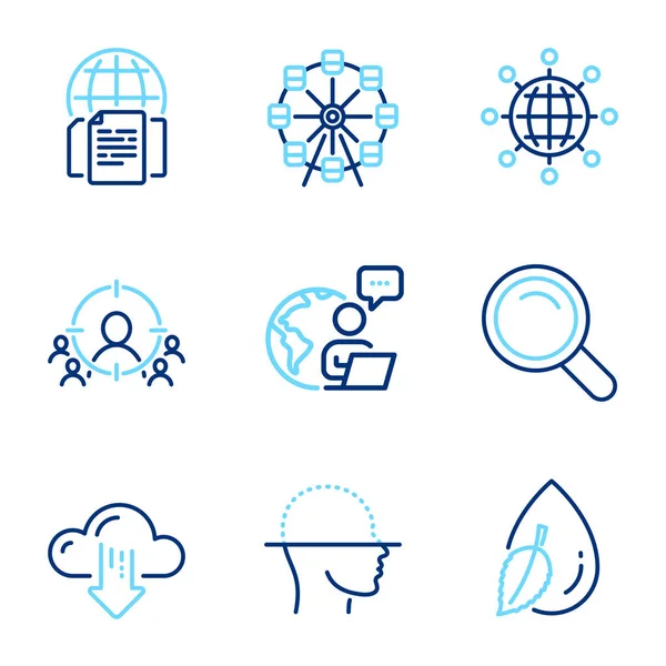 Business Icons Set Included Icon Cloud Download International Globe Face — Stock Vector