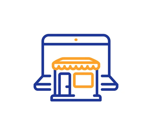 マーケットプレイスのアイコン オンラインショップの看板 小売店のシンボル 品質設計要素 ラインスタイルのマーケットプレイスアイコン 編集可能なストローク ベクトル — ストックベクタ