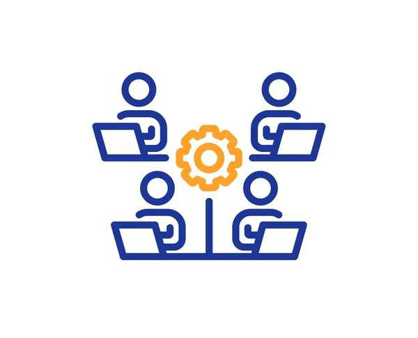 Ikona Týmové Práce Vzdálená Cedule Symbol Zaměstnanců Sítě Kvalitní Konstrukční — Stockový vektor