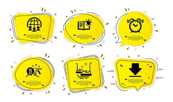 Coches Parachoques Reloj Despertador Iconos Conocimiento Producto Conjunto Simple Burbujas — Archivo Imágenes Vectoriales