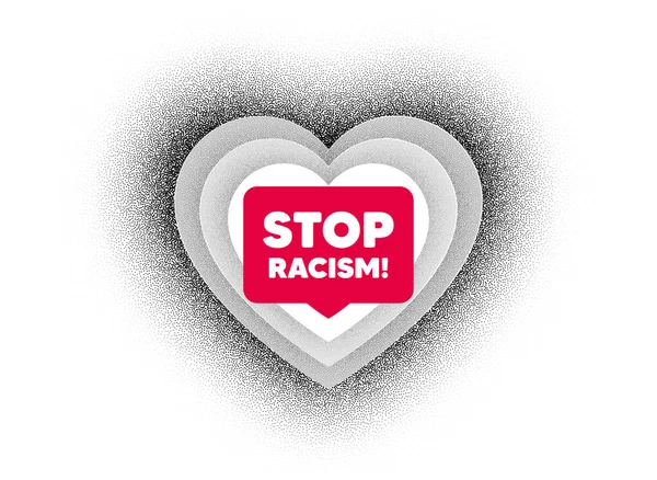 Stop Racism Message Love Heart Dotwork Background Demonstration Protest Quote — Stock Vector