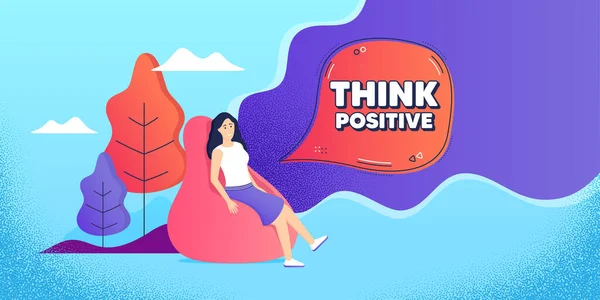 Pense Citação Motivação Positiva Mulher Relaxante Saco Feijão Slogan Motivacional — Vetor de Stock