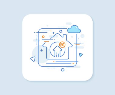 5 G hız çizgisi simgesi yükle. Soyut vektör düğmesi. Kablosuz teknoloji işareti. Mobil kablosuz internet sembolü. 5g gönderme çizgisi simgesi. Ev konsepti rozeti. Vektör