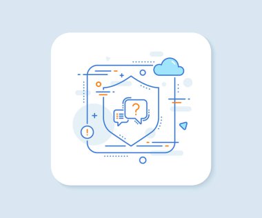 Soru işareti simgesi. Soyut vektör düğmesi. Sınav sohbet balonu tabelası. Soru işareti simgesi. Kalkan konseptini koru. Vektör