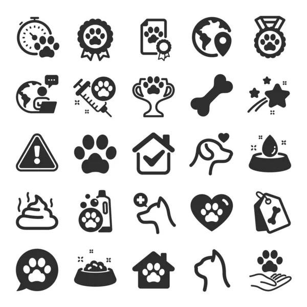 Iconos Mascotas Veterinaria Cuidado Perros Comida Para Gatos Animales Encantadores — Vector de stock