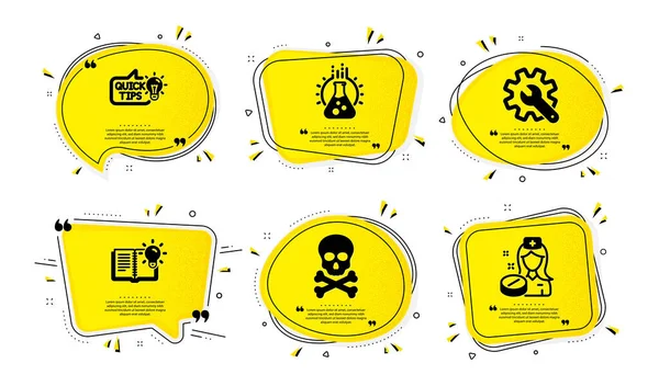 Kimyasal Tehlike Kimya Laboratuvarı Eğitim Fikri Basit Simgeler Sarı Konuşma — Stok Vektör