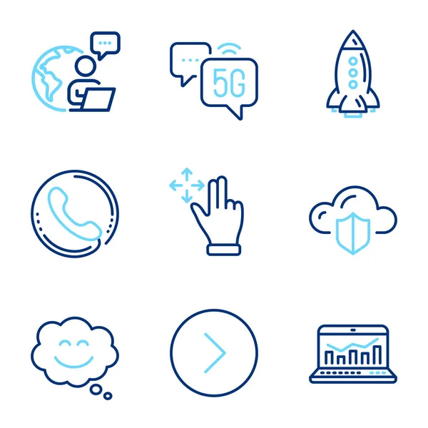Technology Icons Set Included Icon Call Center Move Gesture Forward — Stock Vector