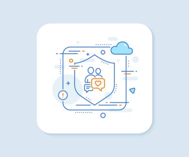 Çift iletişim hattı simgesi. Soyut vektör düğmesi. Aşk sohbet sembolü. Sevgililer Günü tabelası. Sohbet hattı simgesi. Kalkan konseptini koru. Vektör
