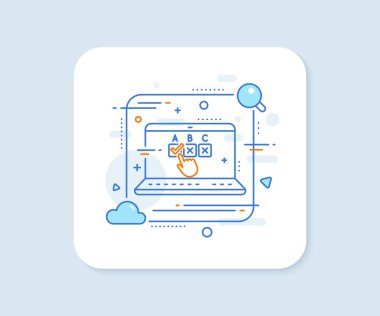 İşaretleme kutusu satır simgesini düzelt. Soyut vektör düğmesi. Yanıt işaretini seçin. İş test sembolü. İşaretleme kutusu satır simgesini düzelt. Laptop konsept rozeti. Vektör