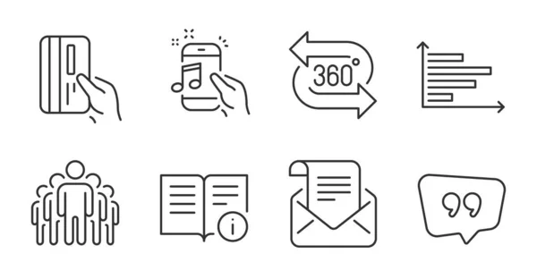 Musik Telefon Horizontaldiagramm Und Zitat Blase Linie Symbole Gesetzt 360 — Stockvektor