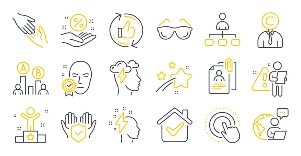 Ensemble Icônes People Comme Helping Hand Interview Documents Refresh Symbols — Image vectorielle