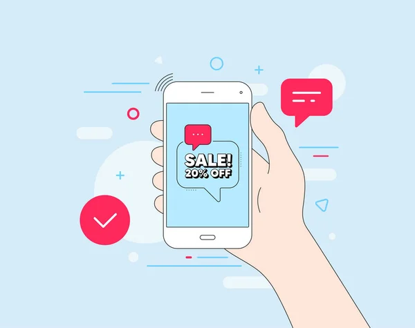 Venda Por Cento Desconto Telefone Celular Com Mensagem Oferta Promoção —  Vetores de Stock