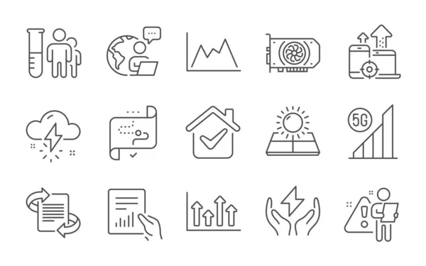 Diagrama Clima Trovoada Ícones Linha Energia Segura Definidos Análises Médicas — Vetor de Stock
