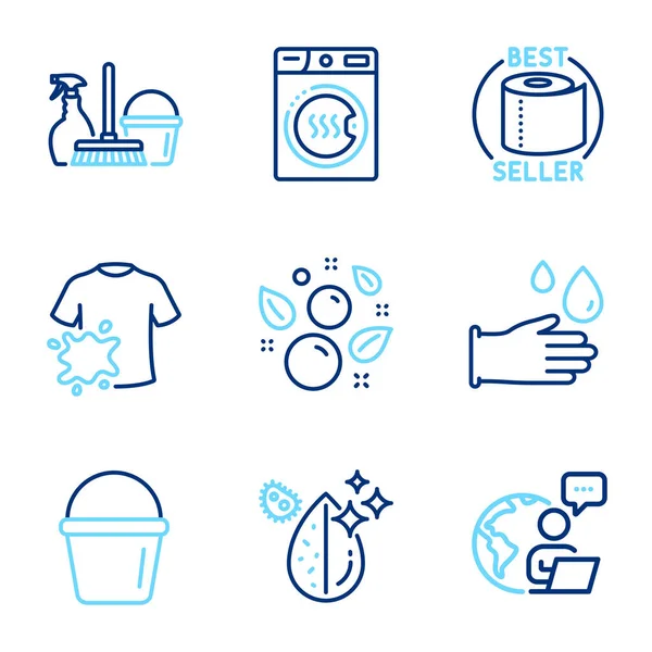 Reinigungssymbole Gesetzt Inklusive Symbol Wie Eimer Gummihandschuhe Trockner Maschinenschilder Toilettenpapier — Stockvektor