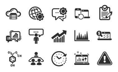 Kurtarma cihazları, Çizgi grafik ve grafik simgeleri basit küme. Talep eğrisi, Rfp ve Globe işaretleri. Mülakat işi, kimyasal formül ve çalışanların kurye sembolleri. Düz simgeler ayarlandı. Vektör